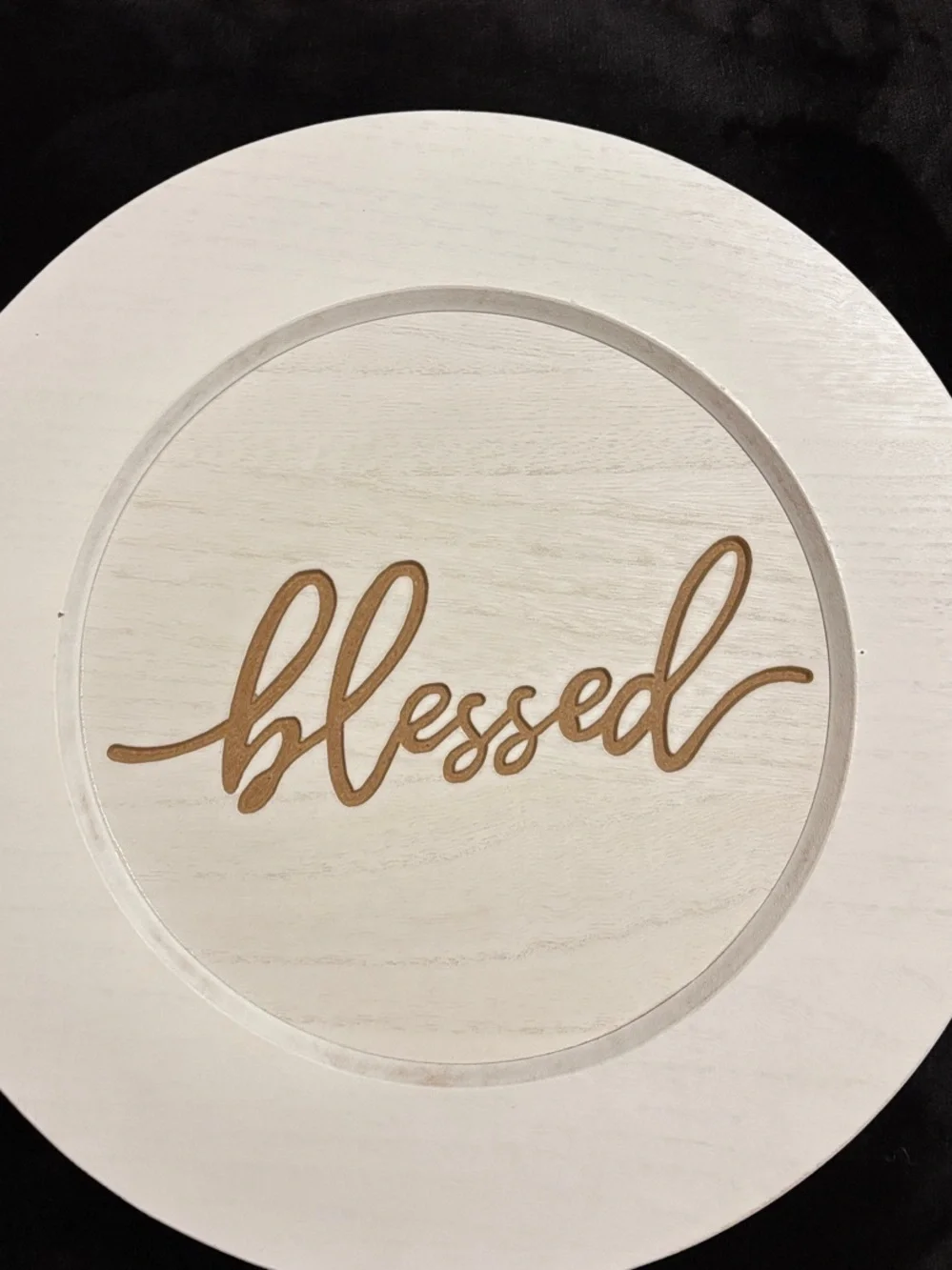 Neutral White 'Blessed' & 'Grateful' Decorative Wood Wall Plaques/ Chargers
